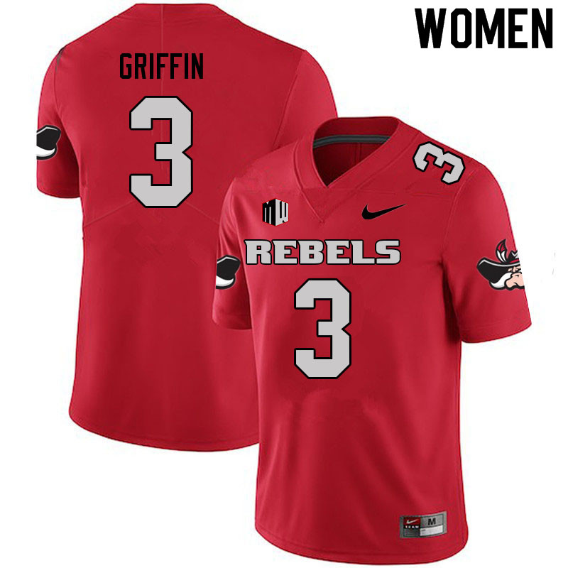 Women #3 Zyell Griffin UNLV Rebels College Football Jerseys Sale-Scarlet - Click Image to Close